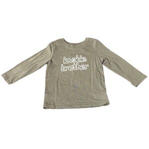 Little Boys Toddler Cat & Jack “Lovable Brother” Long Sleeve Olive Shirt 3T